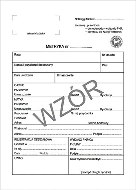 metryka wzor
